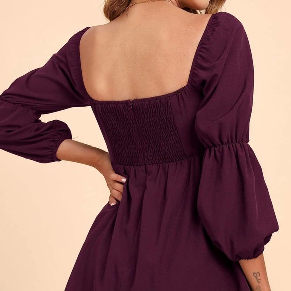 Square Neck Puff Sleeve Mini Dress- Size Medium - Picture 2 of 4